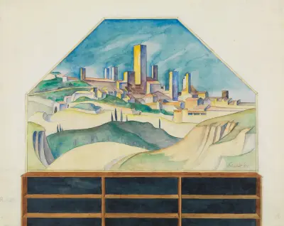 Bildentwurf; La città delle belle torri av Alexander Kanoldt
