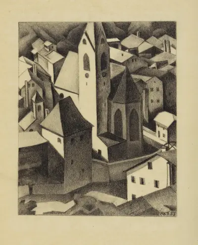 Die Kirche von Klausen in Tirol av Alexander Kanoldt