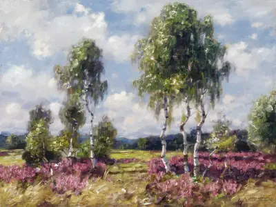 Birken in Heidelandschaft (Viktring in Kärnten) av Alexander Koester