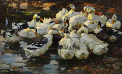 Enten am Freßnapf (Entenfütterung) av Alexander Koester