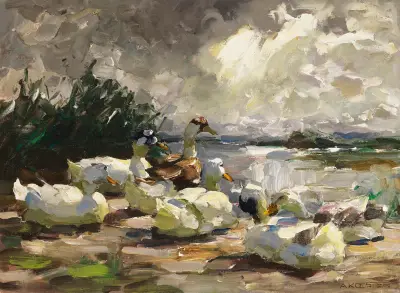 Ankor vid stranden (vacker molnstämning) av Alexander Koester