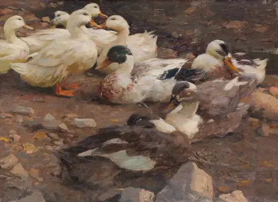 Nio ankor vid dammkanten av Alexander Koester