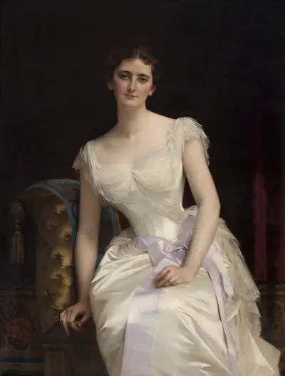 Portrait of Mary Victoria Leiter, the later Lady Curzon of Kedleston, Vicereine of India av Alexandre Cabanel