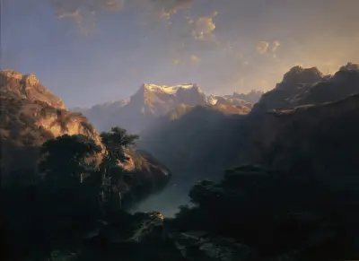 By the Lake of Uri av Alexandre Calame