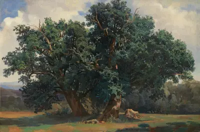 Landscape With Oak Trees av Alexandre Calame