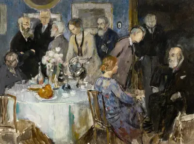 Studie för 'En grupp konstnärer' av Jules-Alexandre Grün