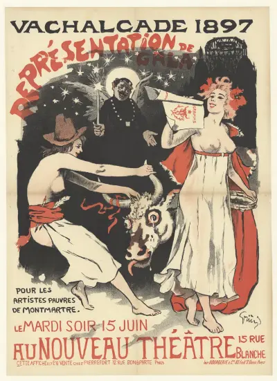 Vachalcade 1897. Représentation de gala pour les artistes pauvres de Montmartre. au nouveau théatre av Jules-Alexandre Grün