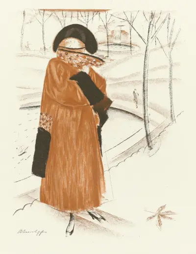 Mötestimmen ; Eftermiddagskappa, av Paul Poiret av Alexandre Jacovleff