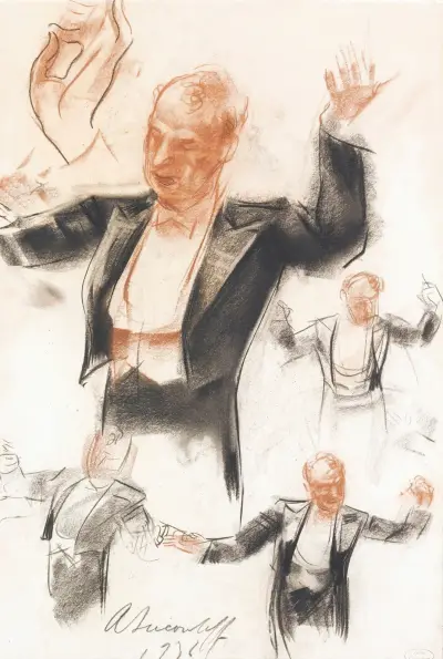 Sergei Kusevitsky Conducting The Boston Symphony Orchestra av Alexandre Jacovleff