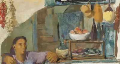 Sidewalk Shop, Capri von Alexandre Jacovleff