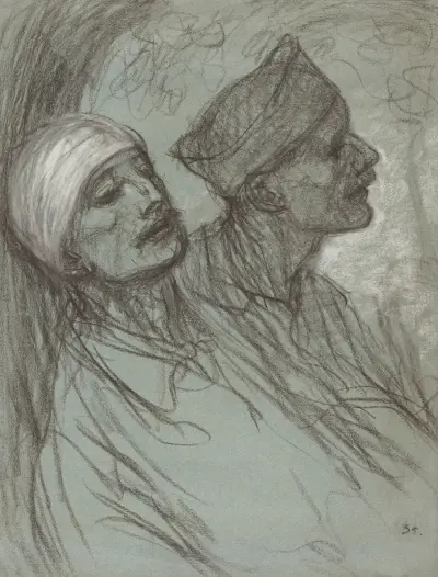 En sårad soldat och hans kamrat av Théophile Alexandre Steinlen