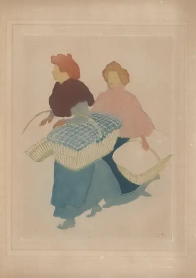 Tvätterskor som bär hem arbetet av Théophile Alexandre Steinlen