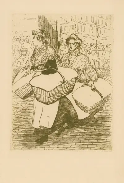 Tvätterskor som bär tillbaka arbetet av Théophile Alexandre Steinlen