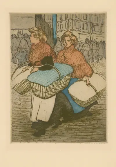 Tvätterskor som bär tillbaka arbetet av Théophile Alexandre Steinlen