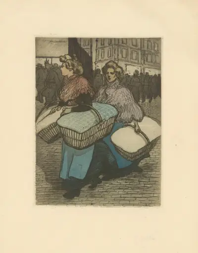 Tvätterskor som bär hem arbetet av Théophile Alexandre Steinlen