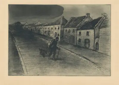 Der Landstreicher, der ein schlafendes Dorf durchquert von Théophile Alexandre Steinlen