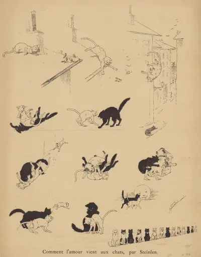 Hur kärleken kommer till katterna av Théophile Alexandre Steinlen