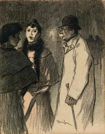 Samtal på gatan om kvällen av Théophile Alexandre Steinlen