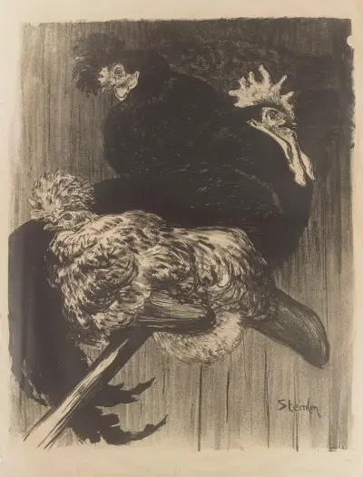 Tupp och hönor av Théophile Alexandre Steinlen