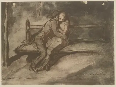 Par på en bänk av Théophile Alexandre Steinlen