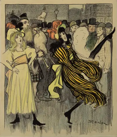 Danseuse écossaise dans une rue de Londres av Théophile Alexandre Steinlen