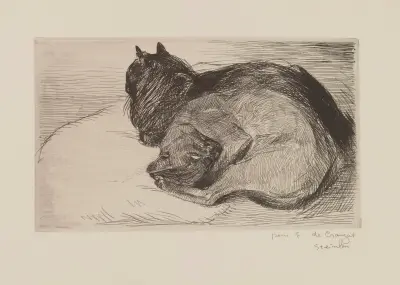 Två sovande katter av Théophile Alexandre Steinlen
