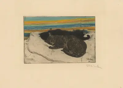 Två katter på en kudde av Théophile Alexandre Steinlen
