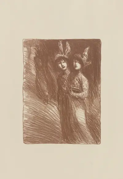 Två kvinnor i hatt av Théophile Alexandre Steinlen
