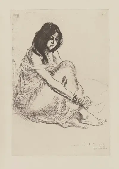 Kvinna i skjorta, sittande av Théophile Alexandre Steinlen