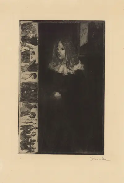 Flicka med vit krage av Théophile Alexandre Steinlen