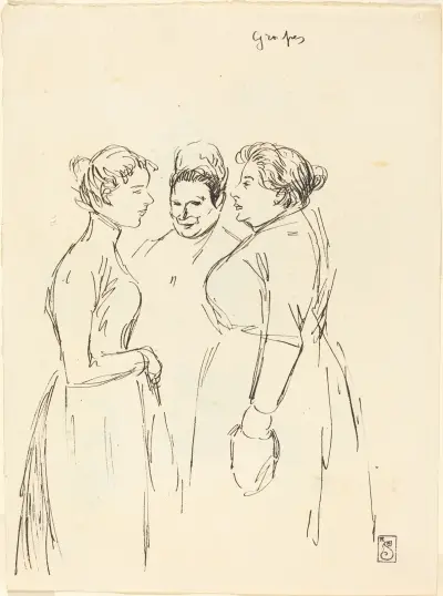 Skvallrande kvinnor av Théophile Alexandre Steinlen