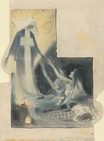 La mort des pauvres-Baudelaire av Théophile Alexandre Steinlen