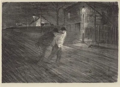 La rue Caulaincourt av Théophile Alexandre Steinlen