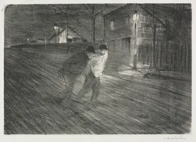La Rue Coulaincourt av Théophile Alexandre Steinlen
