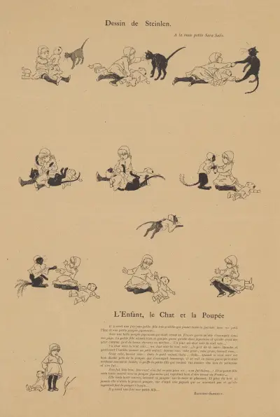 Barnet, katten och dockan av Théophile Alexandre Steinlen