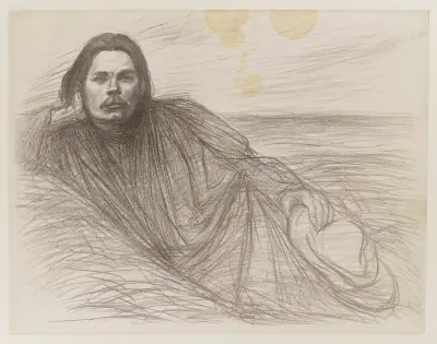 Maxim Gorkij liggande av Théophile Alexandre Steinlen