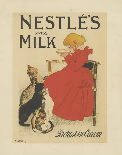 Nestlés schweiziska mjölk med mest grädde av Théophile Alexandre Steinlen