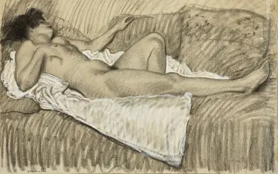 Akt på vitt lakan av Théophile Alexandre Steinlen