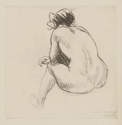 Sittande kvinnlig nakenstudie, bakifrån av Théophile Alexandre Steinlen