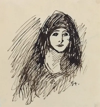 Porträtt av konstnärens hustru av Théophile Alexandre Steinlen