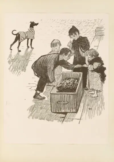 Barnen och den rike mannens hund av Théophile Alexandre Steinlen
