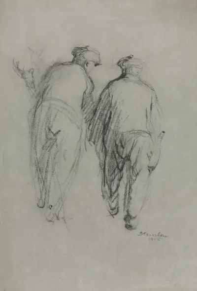 Två män i arbete, sedda bakifrån av Théophile Alexandre Steinlen