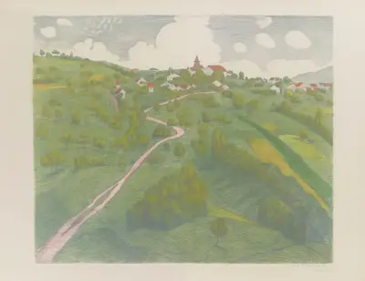 Utsikt över Belmont, nära Lausanne av Théophile Alexandre Steinlen