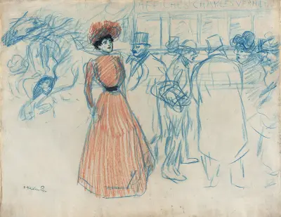 Woman at the Bus Stop av Théophile Alexandre Steinlen