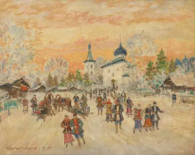 Efter en festlig gudstjänst av Konstantin Alexeevich Korovin