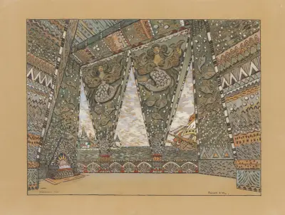 Le Poisson d’or – maquette de décor – ballet av Konstantin Alexeevich Korovin