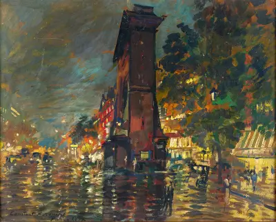 Paris les Grands Boulevards la nuit av Konstantin Alexeevich Korovin