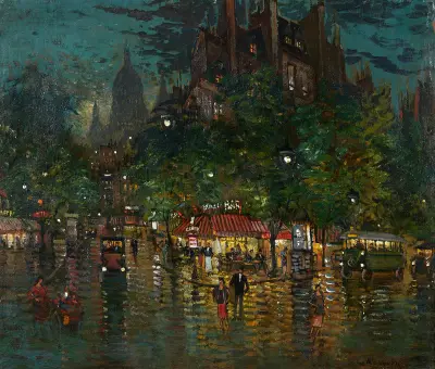Paris scène nocturne av Konstantin Alexeevich Korovin