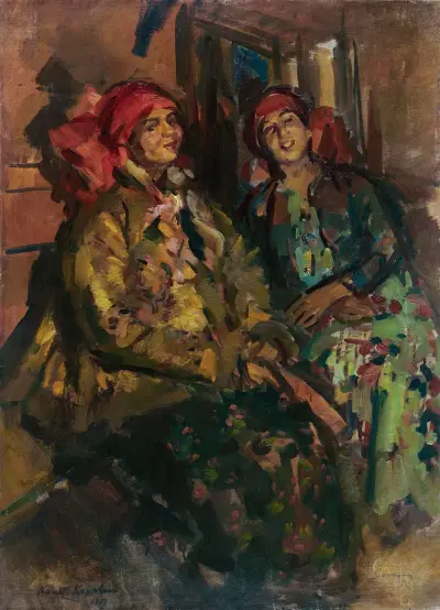 Dwie dziewczynki w strojach ludowych, Konstantin Alexeevich Korovin