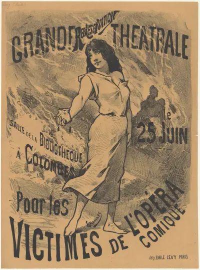 Grande représentation théatrale, le 25 juin 1887, salle de la bibliothèque à Colombes, pour les victimes de l’Opéra-Comique av Alfred Choubrac